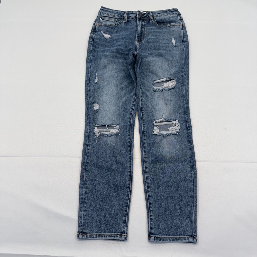 Judy Blue Slim Fit Jeans Womens 5/27 Blue Distressed Ripped Medium Wash JB88372